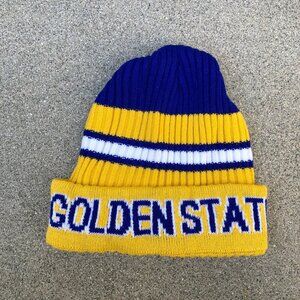Vintage NONA Golden State Warriors Beanie Hat Men's Cuffed Ribbed Knit Cap NBA​
